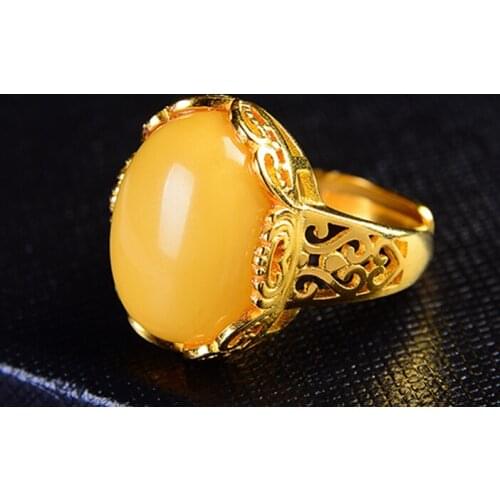 Re-ancient ethos honewax rings for women with natural chicken butter yellow amber rings for fashion and simple accessories
