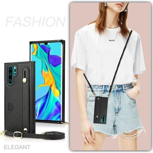 Fashion Crossbody Wallet Bag Case for Huawei P30 P40 Pro Plus P30 Mate 20 Lite Mate 30 Pro Card Slot Cover Long Sholder Strap
