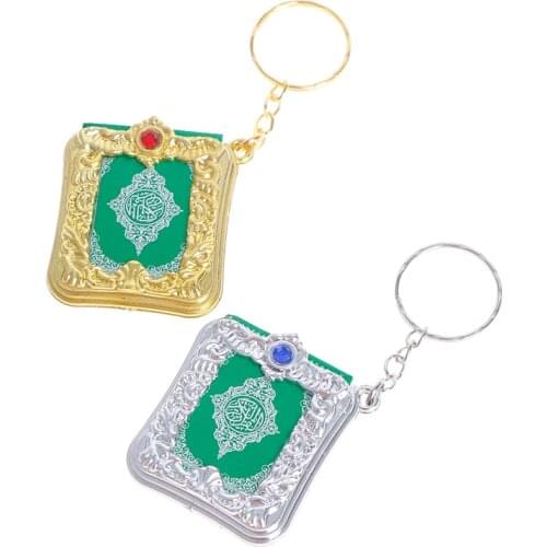 Muslim Islamic Mini Keychains Key Rings For Koran Ark Quran Green Book Can Read Small Religious Jewelry For Women