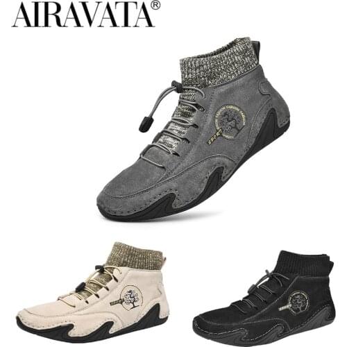 Airavata 2021 Mens Martin Boots Autumn Summer High Top British Tooling Socks Retro Fashion Casual Increased Shoes Large Size 48