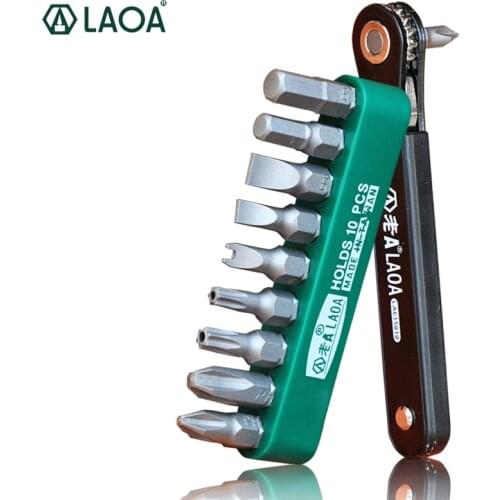 LAOA Ratchet Screwdriver Set 10 in 1 S2 Screwdrivers Multifunction Tool Forward And Reverse With Phillip Slotted Torx bits