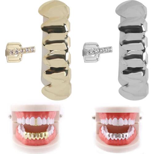 Hip Hop False Upper Lower Teeth Set Reusable Halloween Festival Teeth Decoration Brace