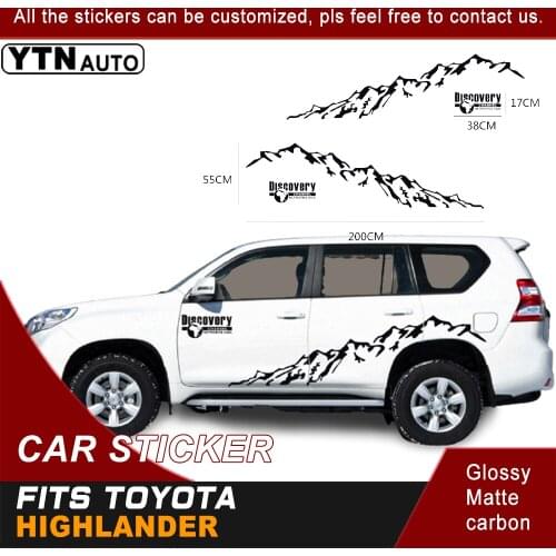 2pcs Car Decals For Toyota Highlander Graphics Mountain Side Stripes Decal Sticker Vinyl For Toyota Highlander 2016 Accessories