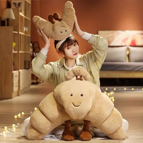 NEW 18/36/70cm Creative Smile Croissant Plush Toy Kawaii Food Bread Pillow Stuffed Soft Dolls Sleeping Cushion for Children Baby