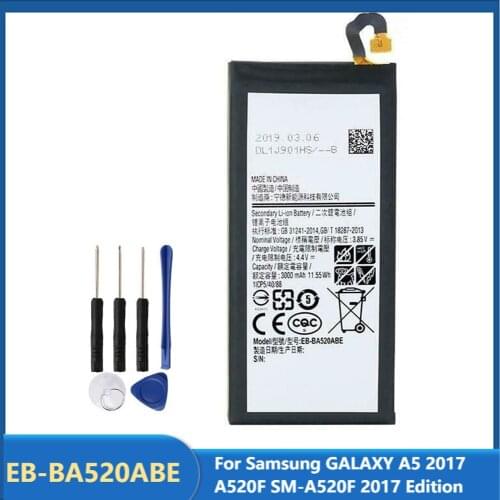 Original Replacement Phone Battery EB-BA520ABE For Samsung GALAXY A5 2017 A520F SM-A520F 2017 Edition 3000mAh With Free Tools