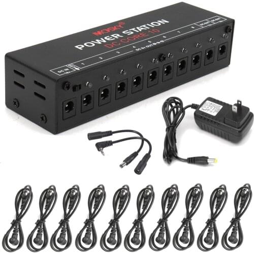 Guitar Effects Pedal Board Power Supply Isolated Output 9V 12V 18V 10 Way + Wire + European Plug Converter