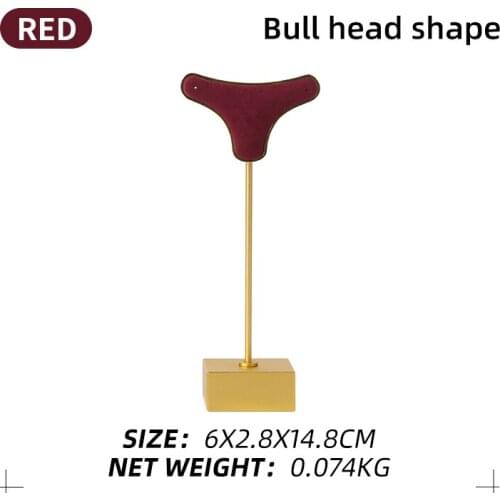 New Red Bull Head Shaped Metal Microfiber Jewelry Display Stand For Femal Earring Necklace Jewellery Organizers Holder 8 Colors