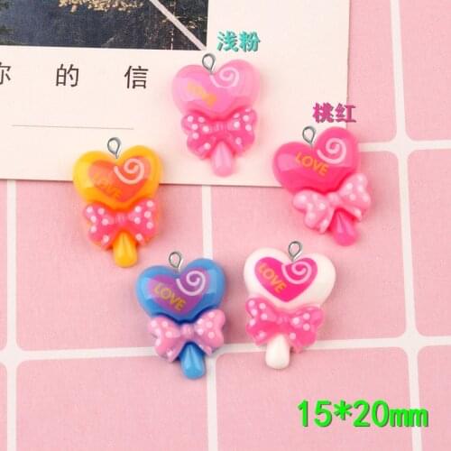 10pcs 15*23mm Resin flatback lollipop charms diy girl children jewelry making resin kawaii cabochon craft decoration boutique