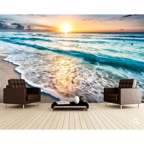 Custom landscape wallpaper, Beautiful sunrise over beach in Cancun 3D Wallpaper for living room bedroom TV wall papel de parede