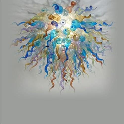 100% Hand Blown Glass Multi Color Chandeliers Modern Art Deco Designed Customized Glass Lightings High Ceiling Decoration