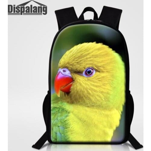 Dispalang Women Men Backpacks Brand Designer Parrot Print Kids School Bags For Teenagers 16 Inch Book Bag Light Weight Bagpack