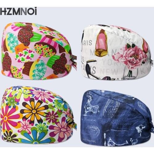 Personalized Printing Scrubs Hats Adjustable Scrub Hat Beauty Salon Work Scrub Cap Laboratory Pet Shop Scrub Hat Nurse Cap