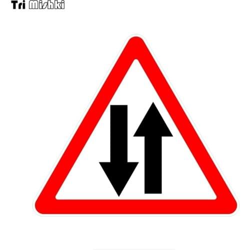 Tri Mishki WCS679 16*14cm one-way traffic rules car sticker PVC coloful Decals Motorcycle Accessories sticker