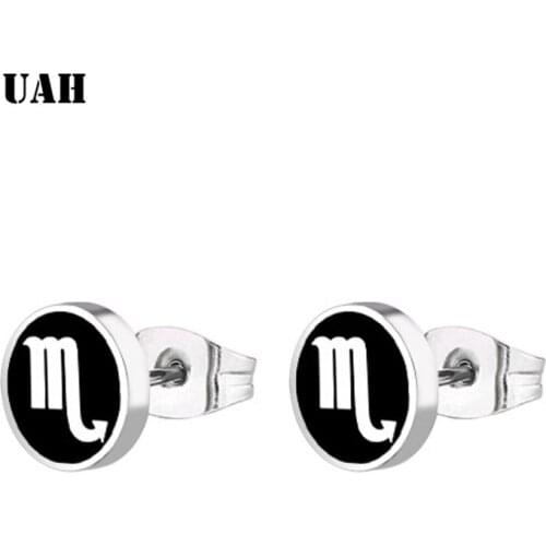 UAH Wholesale Fashion Black Silver Stainless Steel Earrings Women Mens Barbell Dumbbell Punk Gothic Stud Earring For men