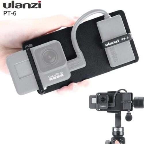 Ulanzi PT-6 Gopro Vlog Plate with Mic Adapter for 3 Axis Gimbal Moza Mini S Smooth 4 Vimble 2 Vlogging Metal Case for Gopro 7 6