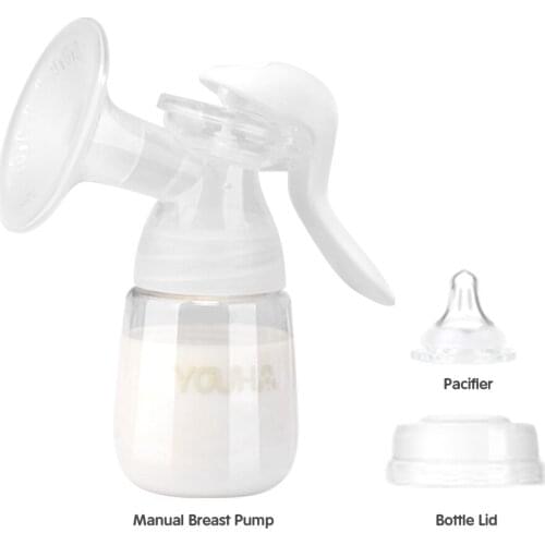 YOUHA Manual Breast Pump silicone With 210ml Wide Mouth Baby Feeding Milk Bottle BPA free Postpartum Milk Maker Bebes Accesorios