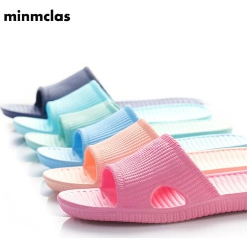 Mimclas 2020 New WoMen Summer Home EVA Bathroom Slippers Female Indoor Non-slip Couple Bathing Home Soft Bottom Sandals