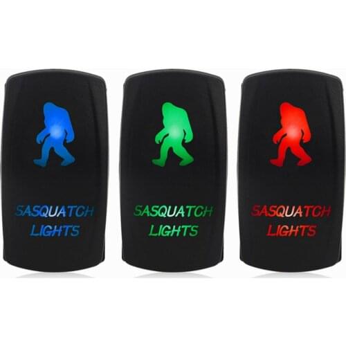 1 Piece Rocker Toggle Switch DC 12V/24V 5Pin Car Boat Marine RV Sasquatch Rocker Toggle Switch ABS Plastic Green/Red/Blue LED