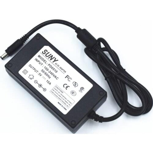 100-240Vac input 5V 10A Lighting transformer ,led power supply ,CE FCC Listed 5V 1-10A 50W driver with 5.5*2.1 ,5*5*2.5 dc port
