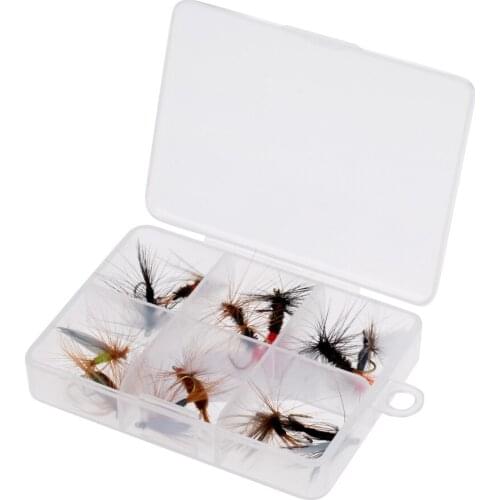 12pcs Fishing Lure Dry Hook Lures Set with a Box Fishing Accessory 8.5 x 6 x 1.8cm