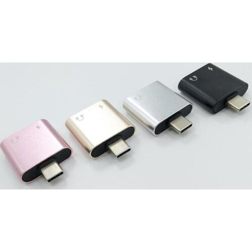 USB Type C to 3.5mm Audio Jack Earphone Adapter For Xiaomi 6 Nubian N17 2 in 1 Headphone Aux Splitter Charger Connecter