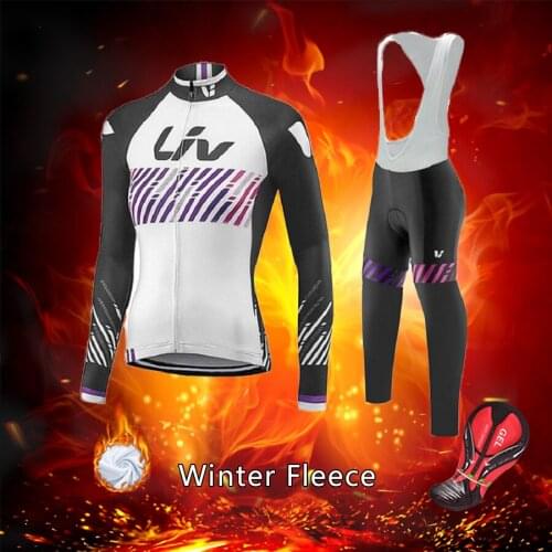 Free Shipping Winter LIV Cycling Clothing Women 2021 Thermal Fleece Bike Jersey Set MTB Suit Female Bicycle Clothes Kit Uniform