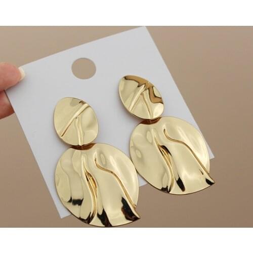 Bohemian Geometric Gold Color Big Leaf Shape Drop Earrings For Women Statement Accessories Punk Long Female Party Earrings