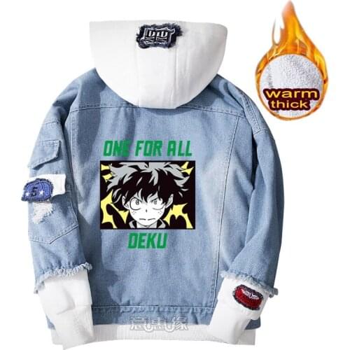 Boku No My Hero Academia hoodie Midoriya Izuku cosplay coat Denim jacket for men winter women Jeans Outerwear warm sweatshirt