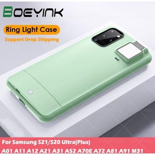 Ring Light Flash Case For Samsung S20 S21 Ultra A70E A72 A81 A91 M31 S20 S21 Plus A01 A11 A12 A21 A31 A52 LED Fill Light Cover