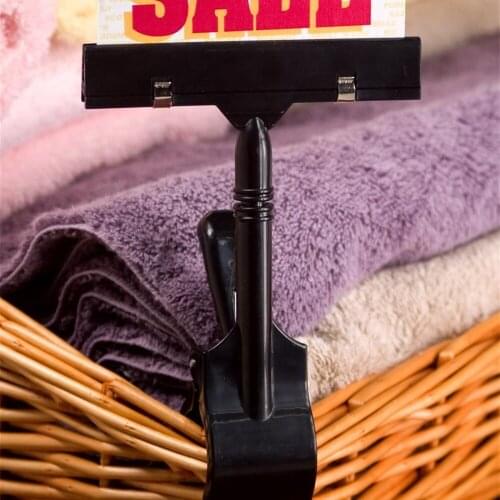 Clip-on 6" Sign Holder with Bottom Clamp, Thumb Lever for Easy Application - Black