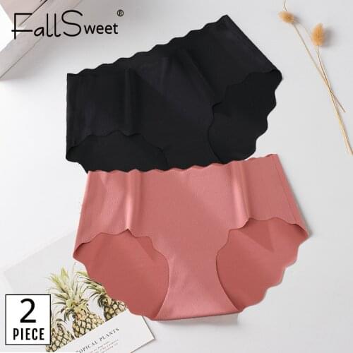 FallSweet 2 Pcs/ pack ! Seamless Womens Panties Ice Silk Briefs Female Underwear No Show Sexy Lingeire M-XL