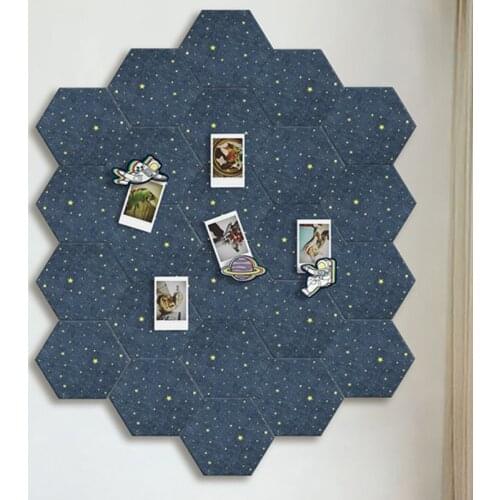 19 x 22cm Felt Hexagon Starry Sky Background Board DIY Puzzle Photo Household Message Board Home Decoration board