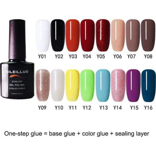 Gel Nail Polish Sealing Glue Pure Color One Step Glue Semi Permanent Soak Off Uv Led Nail Gel Varnish Base Top Coat Nail Art
