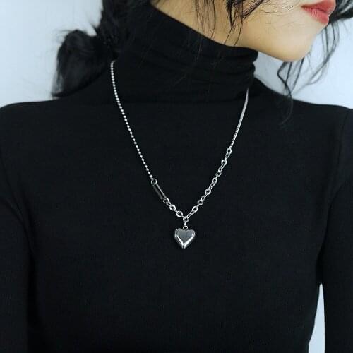 GorGor Necklace Women Originality Statement Minimalist Heart Round Pendant Double Chain Light Luxury Temperament Jewelry TX-1806