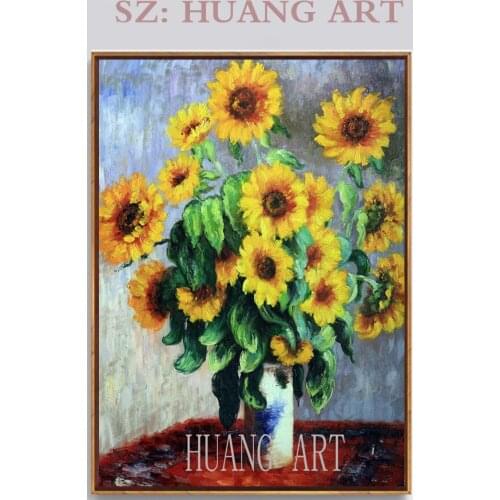 Famous painter monet sunflower Claude monet art oil painting canvas wall art home decoration hotel sofa restaurant
