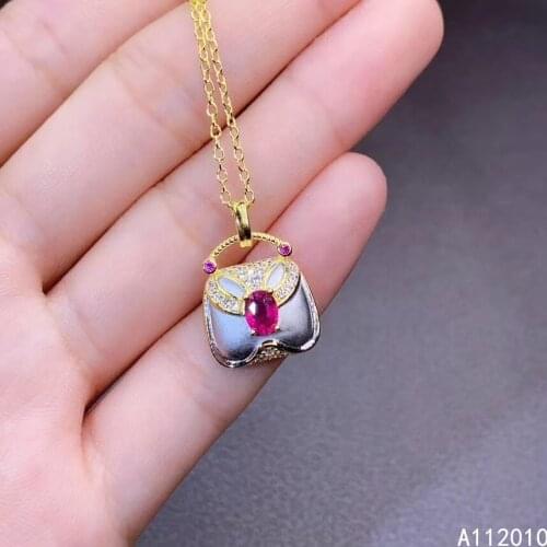 KJJEAXCMY Fine Jewelry 925 Sterling Silver Inlaid Natural Ruby Exquisite Womans New Pendant Necklace Support Test