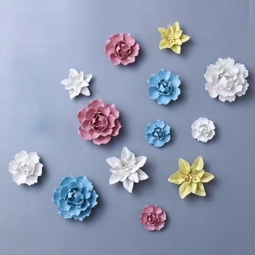 Ceramic flower wall decoration creative living room bedroom wall TV background wall three dimensional wall decoration