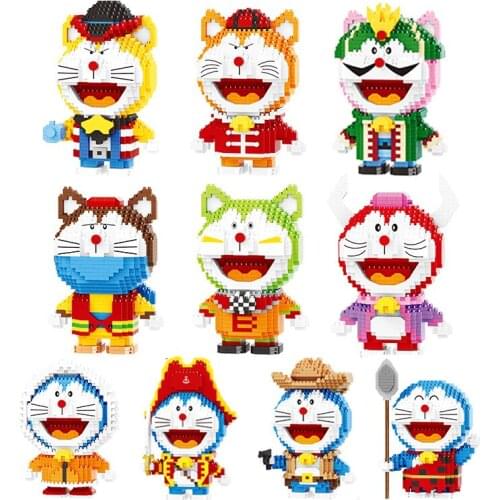 Building Blocks Mini Blocks CattonFat Blue Size Doraemon Blocks Anime DIY Micro Building Block Toys Auction Model Toy Kids Gifts