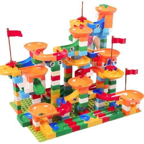 81-324 PCS Marble Race Run Maze Balls Track Building Blocks Bricks Duploed Funnel Slide Blocks DIY Educational Toys for Children