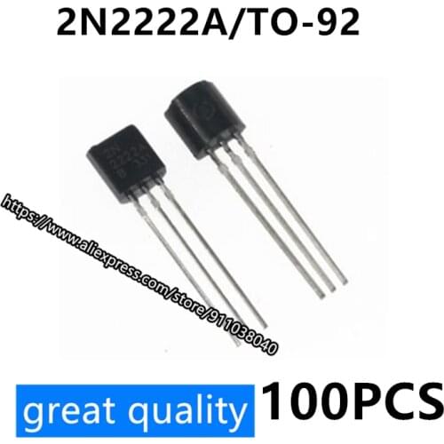 In-line transistor 2N2222 2N2222A NPN type low power transistor TO-92 (100 pcs)