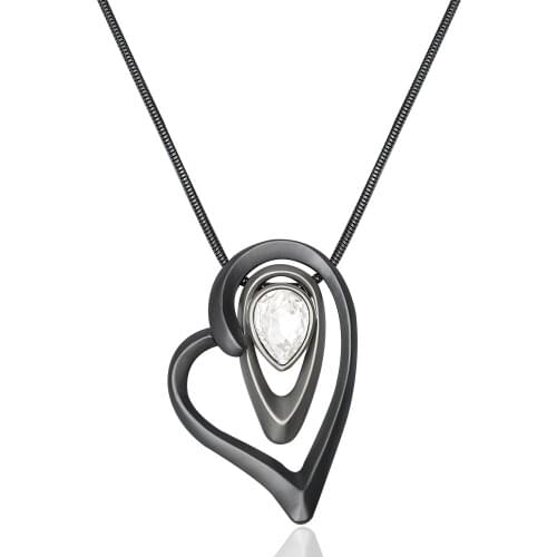 Fashion Long Chain Sweater Chain Big Heart Shape Pendant Boho Statement Necklaces Vintage Crystal Costume Jewelry Gift for Women