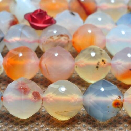 Natural Dendritic Agate Diamond Faceted Round Loose Beads Wholesale Gemstone Semi Precious Stone Bracelet Jewelry Making Design