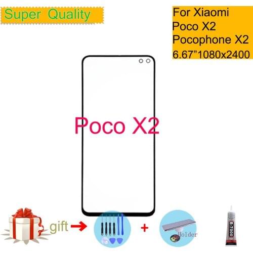 6.67" For Xiaomi Poco X2 Touch Screen Panel Front Outer Glass Lens For Xiaomi Poco X2 LCD Glass Front Replacement