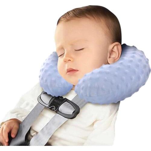 Solid Color Kids Neck Pillow U-Shaped Soft Baby Inflatable Travel Pillow Neck Supporter Headrest Car Plane Kids Nap Cushion