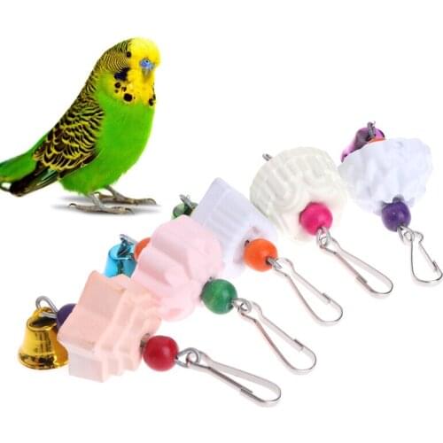 Parrot Teeth Grinding Toys Bird Squirrel Calcium Stone Chewing Bell Flower Shape birds accessoires