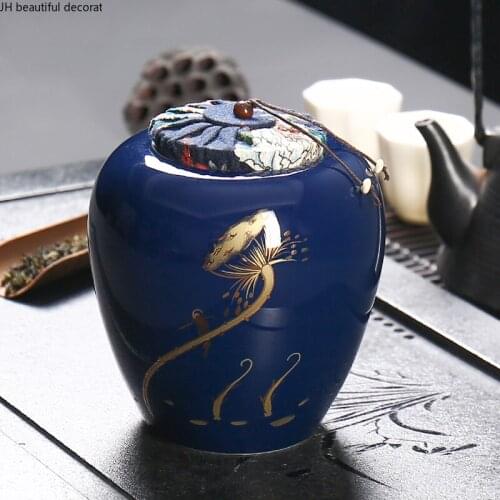 Simple Ceramic Storage Jar 1800ml Household Tea Tin with Lid Sealed Jar Living Room Tea Table Decoration Tea Set Supplies
