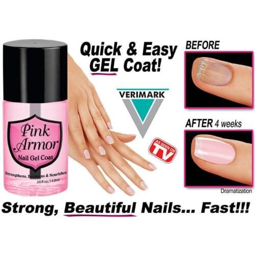 Pink Armor Nail Gel Growth Formula Treatments Nail Coat Calcium Nail Polish Nutrition Cuticle Oil Gel Nail Polish 14.8ml