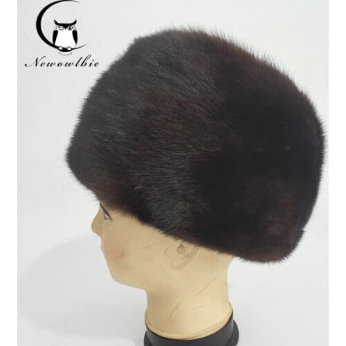 Real mink hat winter mens warm caps whole piece mink fur hats Winter warm outdoor hat Travel Sports Hats For Men Snow Caps