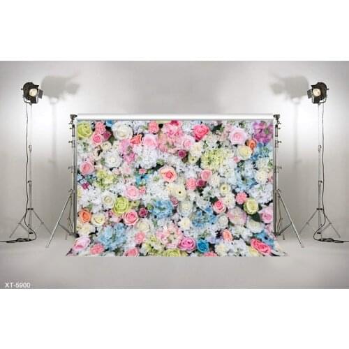Vinyl 3D Blooming Colorful Rose Flowers Wall Backdrop Floral Wedding Backdrops For Bridal Shower Wedding Background Photo Studio