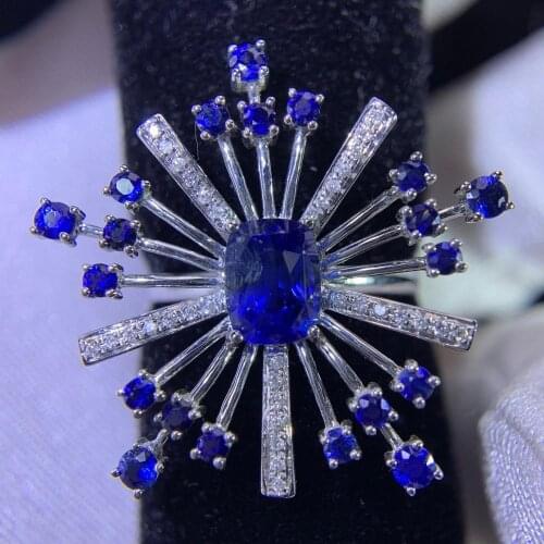 Y401 Fine Jewelry Sapphire Ring Natural 1.66ct Unheat Blue Sapphire Gemstone Pure 18 K Gold Jewelry For Women Diamonds Rings
